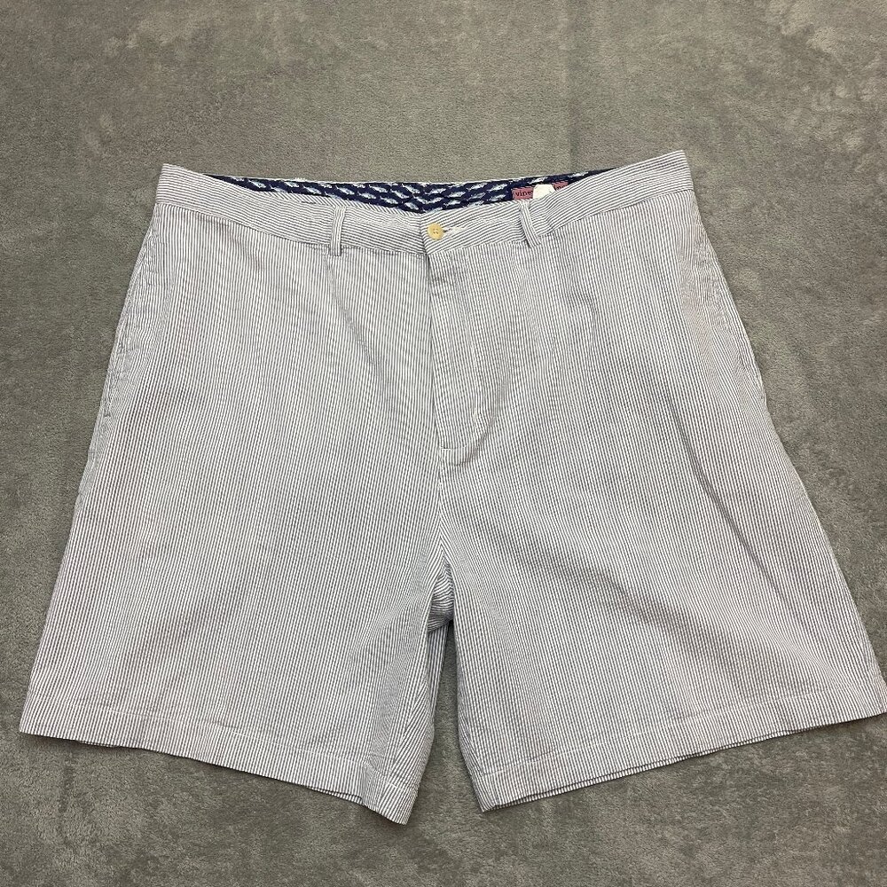 VINEYARD VINES Shorts Mens 38 Blue White Stripe Breaker Seersucker Beach Casual